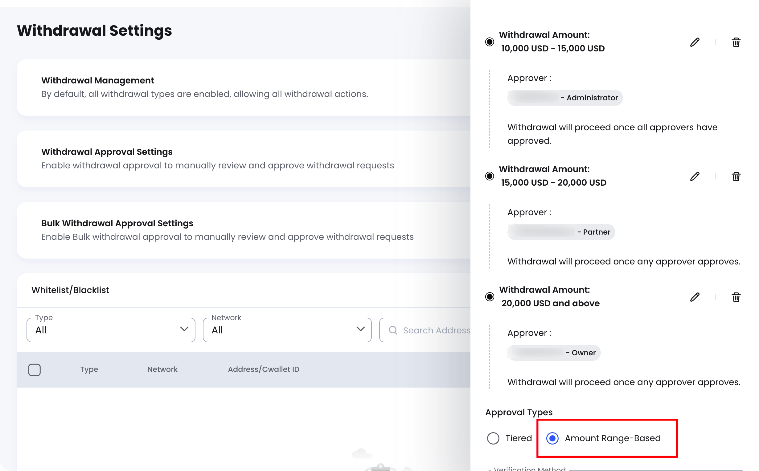 Amount range-based approval example