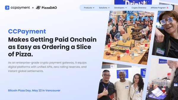 CCPayment team hosting the Bitcoin Pizza Day 2026 event in Vancouver, engaging with local Web3 developers and traditional merchants.